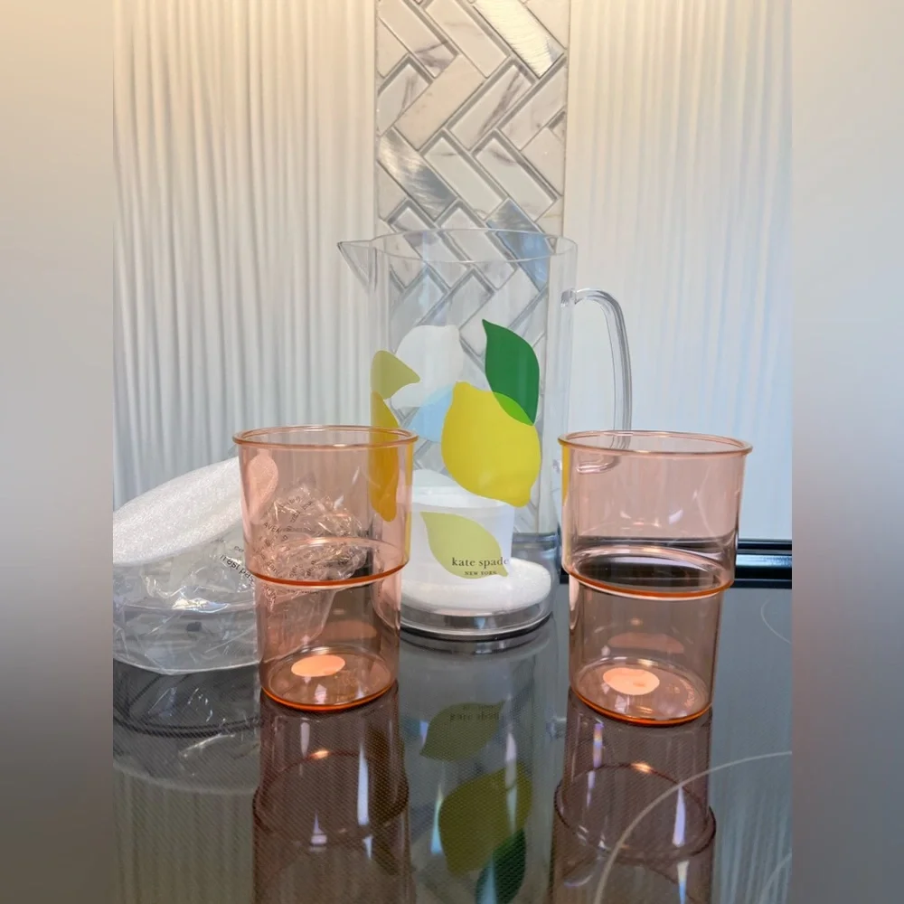 SALE Kate Spade Lemon Pitcher and Stackable Cups Set